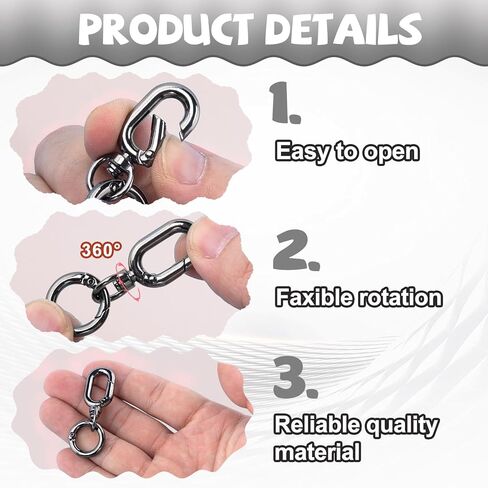 3pcs Double Opening Swivel Lobster Clasp Keychain, Key Ring Clip Spring Snap Hook for Purse, Heavy Duty Zinc Alloy Black Key Chain Clasp for DIY Crafts Lanyard -Black in Saudi Arabia