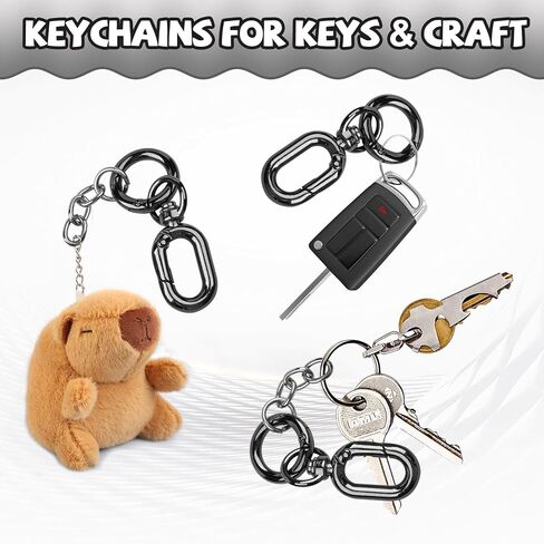 3pcs Double Opening Swivel Lobster Clasp Keychain, Key Ring Clip Spring Snap Hook for Purse, Heavy Duty Zinc Alloy Black Key Chain Clasp for DIY Crafts Lanyard -Black in Saudi Arabia