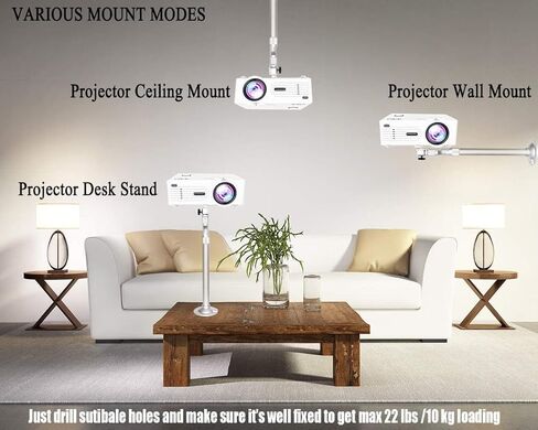 2-Be-Best Universal Projector Ceiling Mount Projector Wall Mount Camera Projector Hanger 360° Rotatable Length 15.7-24in/40-61cm Projector Holder Projectors Bracket for Mini Projectors Cameras Black in Saudi Arabia