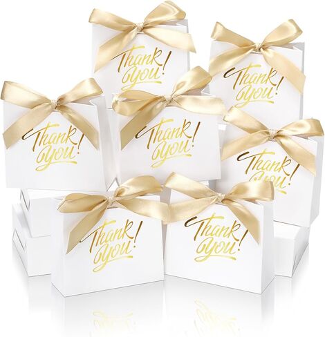 DOYIDE 30 Pack Small Thank You Gift Bags, 4.5x1.8x3.9in Party Favor Bags with Bow Ribbon, Mini Paper Gift Bag with Gold Foil Printed, Pink Treat Boxes for Birthday Wedding Bridal Baby Shower in Kuwait