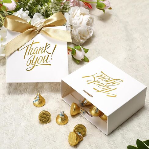 DOYIDE 30 Pack Small Thank You Gift Bags, 4.5x1.8x3.9in Party Favor Bags with Bow Ribbon, Mini Paper Gift Bag with Gold Foil Printed, Pink Treat Boxes for Birthday Wedding Bridal Baby Shower in Kuwait