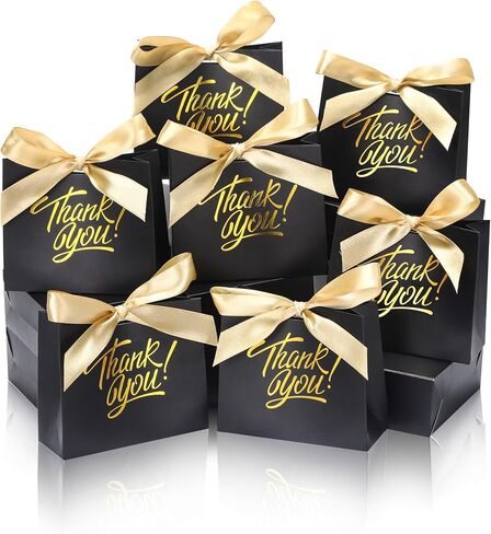 DOYIDE 30 Pack Small Thank You Gift Bags, 4.5x1.8x3.9in Party Favor Bags with Bow Ribbon, Mini Paper Gift Bag with Gold Foil Printed, Pink Treat Boxes for Birthday Wedding Bridal Baby Shower in Kuwait