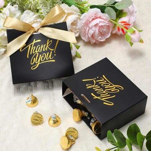 DOYIDE 30 Pack Small Thank You Gift Bags, 4.5x1.8x3.9in Party Favor Bags with Bow Ribbon, Mini Paper Gift Bag with Gold Foil Printed, Pink Treat Boxes for Birthday Wedding Bridal Baby Shower in Kuwait