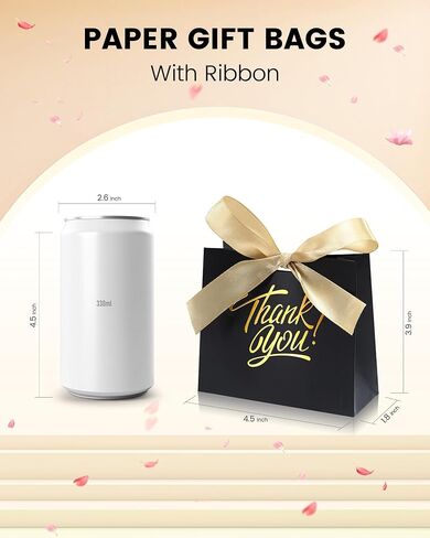 DOYIDE 30 Pack Small Thank You Gift Bags, 4.5x1.8x3.9in Party Favor Bags with Bow Ribbon, Mini Paper Gift Bag with Gold Foil Printed, Pink Treat Boxes for Birthday Wedding Bridal Baby Shower in Kuwait