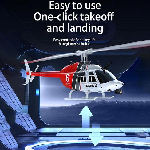 C138 RC Helicopter للبالغين ، RC ERA C138 1/30 Scale Bell 206 2.4g 6ch No Aileron Helicopter مع تعليق الارتفاع ووضع التدفق البصري (أبيض أسود/بطارية) in Kuwait