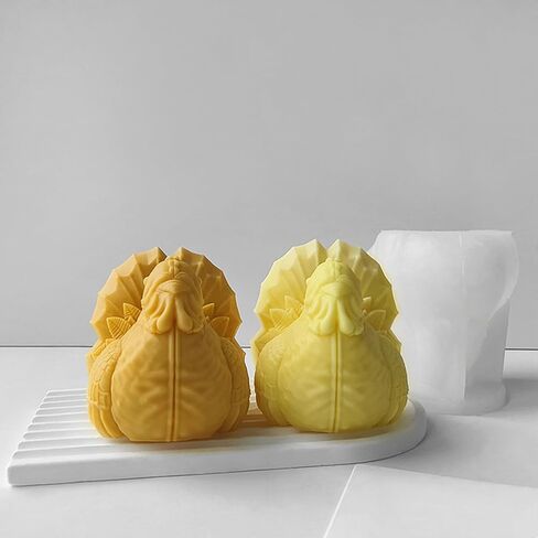 3D Turkey Candle Soap Mold, Thanksgiving Christmas Turkey Silicone Mold for Fondant, Soy Wax Candle, Soap, Plaster, Epoxy Resin Casting, DIY Crafts (B) in Saudi Arabia