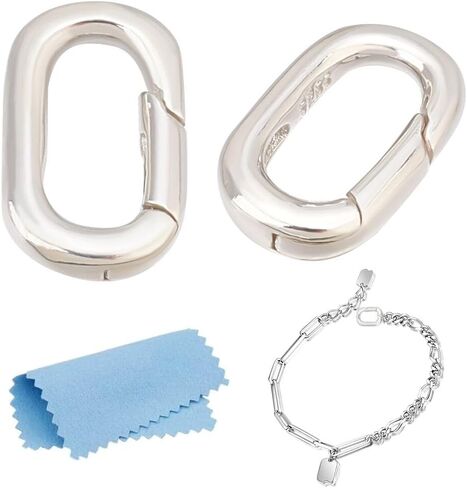Mayjoydiy 2pcs Round Carabiner Clip 925 Sterling Silver Spring Gate Rings Metal O Rings Oning Buckle Gate Ring Connector Netcet in Saudi Arabia
