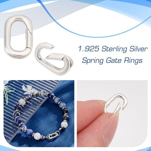 Mayjoydiy 2pcs Round Carabiner Clip 925 Sterling Silver Spring Gate Rings Metal O Rings Oning Buckle Gate Ring Connector Netcet in Saudi Arabia