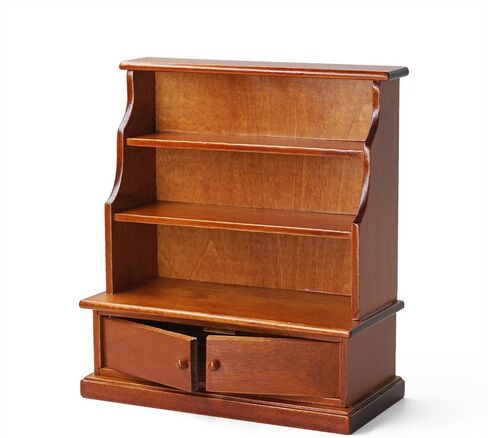 Odoria Dollhouse Cookcage Shelf مصغرة: 1/12 Scale Bookshelf Storage لغرفة المعيشة العتيقة الرجعية - خزانة جدار المكتبة المصغرة - الأثاث الخشبي الصغير خمر بني in Saudi Arabia