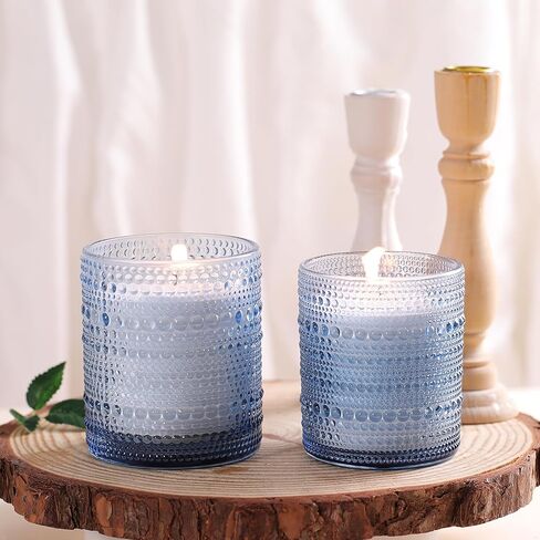 Assorted Green Glass Candle Jars for Making Candles (8 Pack), 8 oz & 14 oz Candle Jars with Bamboo Lids & Labels, Empty Storage Containers, Candle Making Supplies, Table Decorations, DIY Gifts in Kuwait