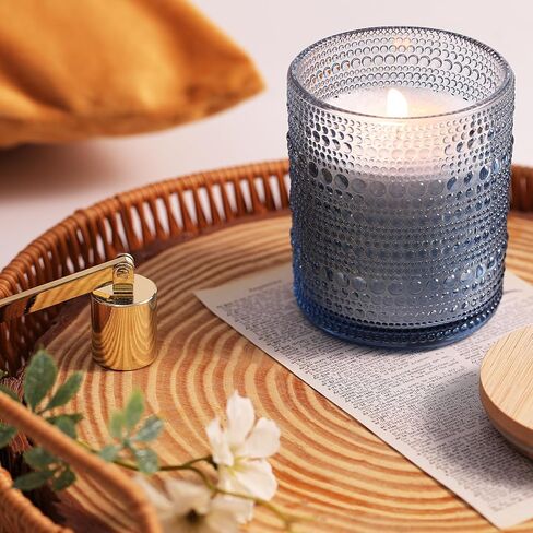 Assorted Green Glass Candle Jars for Making Candles (8 Pack), 8 oz & 14 oz Candle Jars with Bamboo Lids & Labels, Empty Storage Containers, Candle Making Supplies, Table Decorations, DIY Gifts in Kuwait