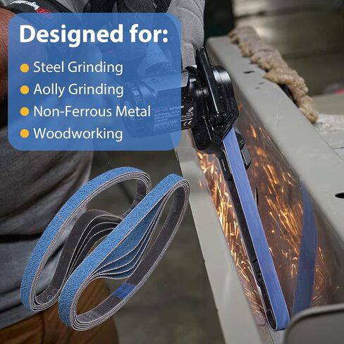 40 PCS 1/2" x 18" Zirconia Sanding Belts, 1/2 x 18 Inch Sanding Belts for Air Belt Sander,8 Each of 40/60/80/120/240 Grits Belt Sander Paper for Woodworking, Metal Polishing, Derusting in Saudi Arabia