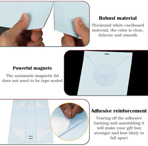 صناديق الهدايا المغناطيسية NSMYKHG مع أغطية وشريط ربطة الزخرفة ، 5 حزمة 9.5 × 7 × 4 بوصة ، لعيد الميلاد ، الزفاف ، اقتراح العريس والعروس ، صندوق هدايا أنيق فاخر مع إغلاق مغناطيسي (أزرق) in Kuwait