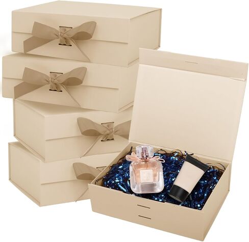 Nsmykhg Magnetic Gift Boxes with Lids & Decoration Tie Ribbon, 5 Pack 9.5x7x4 Inch, for Birthday, Wedding, Groomsman & Bridesmaid Proposal, Luxury Elegant Gift Box with Magnetic Closure (Blue) in Kuwait