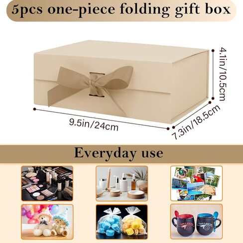 Nsmykhg Magnetic Gift Boxes with Lids & Decoration Tie Ribbon, 5 Pack 9.5x7x4 Inch, for Birthday, Wedding, Groomsman & Bridesmaid Proposal, Luxury Elegant Gift Box with Magnetic Closure (Blue) in Kuwait