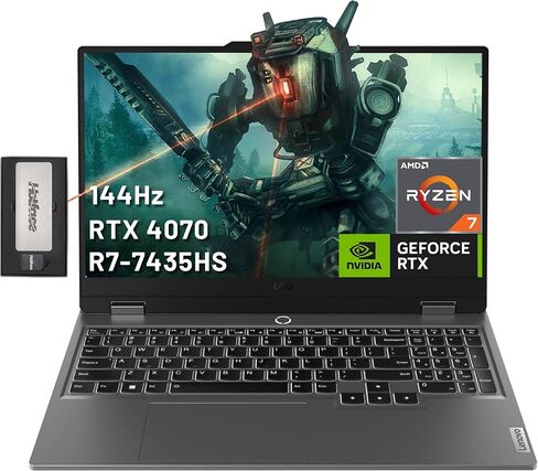 Lenovo LOQ 15 Gaming Laptop RTX4060 - AMD Ryzen7 7840HS - 15.6 FHD IPS Display 144Hz - G-SYNC - Backlit Keyboard - Wi-Fi 6 - USB Type-C - Windows 11 - FHD Webcam - 2023 (32GB DDR5 RAM |1TB PCIe SSD) in Saudi Arabia