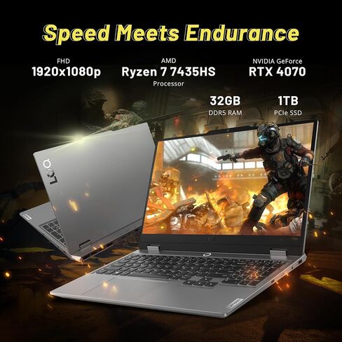 Lenovo LOQ 15 Gaming Laptop RTX4060 - AMD Ryzen7 7840HS - 15.6 FHD IPS Display 144Hz - G-SYNC - Backlit Keyboard - Wi-Fi 6 - USB Type-C - Windows 11 - FHD Webcam - 2023 (32GB DDR5 RAM |1TB PCIe SSD) in Saudi Arabia