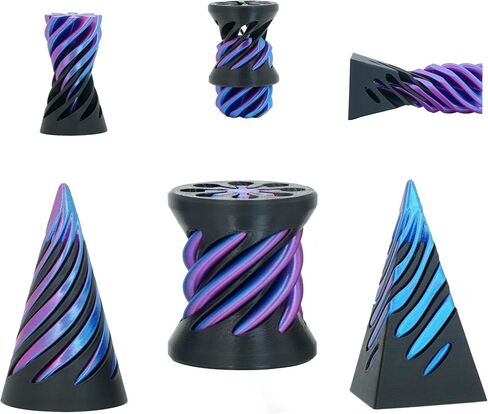 3 Pack Pyramid Fidget Toys Impossible Cone for Adults and Kids Spiral Cone 3D Pyramid Passthrough Sculpture Stress Relief Relaxation Mini Desktop Decor Gift for Holidays Birthdays (Black Purple) in Saudi Arabia