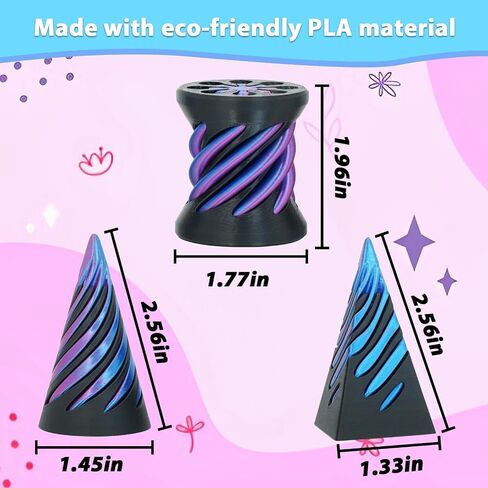3 Pack Pyramid Fidget Toys Impossible Cone for Adults and Kids Spiral Cone 3D Pyramid Passthrough Sculpture Stress Relief Relaxation Mini Desktop Decor Gift for Holidays Birthdays (Black Purple) in Saudi Arabia