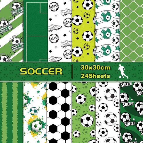 24 Sheet Sports Soccer Scrapbook Paper 12" x 12" Soccer Pattern Paper Sports Scrapbook Paper Soccer Ball Field Scrapbook Paper Double-Sided Sport Decorative Craft Paper Soccer Scrapbook Supplies in Saudi Arabia