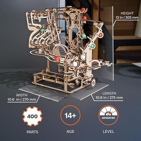 UGEARS 3D Puzzle Marble Run Chain - Creative 3D Wooden Puzzles for Adults with Rubber Band Motor - Marble Run Chain Wood Model Kit - Unique Wooden Puzzle - 3D Puzzles for Adults and Kids Building Kit in Saudi Arabia