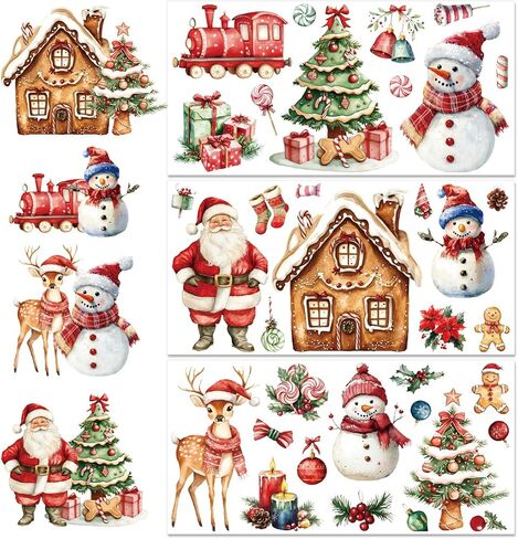 3 أوراق عيد الميلاد فرك على التحويلات للحرف والأثاث ملصقات Santa Snowman فرك على شارات عيد الميلاد شجرة عيد الميلاد سانتا الثلج in Saudi Arabia
