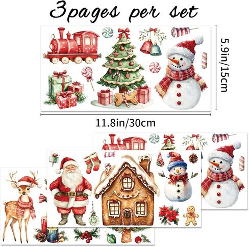 3 أوراق عيد الميلاد فرك على التحويلات للحرف والأثاث ملصقات Santa Snowman فرك على شارات عيد الميلاد شجرة عيد الميلاد سانتا الثلج in Saudi Arabia