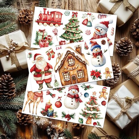 3 أوراق عيد الميلاد فرك على التحويلات للحرف والأثاث ملصقات Santa Snowman فرك على شارات عيد الميلاد شجرة عيد الميلاد سانتا الثلج in Saudi Arabia