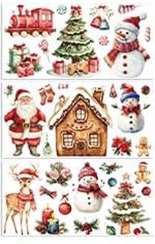 3 أوراق عيد الميلاد فرك على التحويلات للحرف والأثاث ملصقات Santa Snowman فرك على شارات عيد الميلاد شجرة عيد الميلاد سانتا الثلج in Saudi Arabia