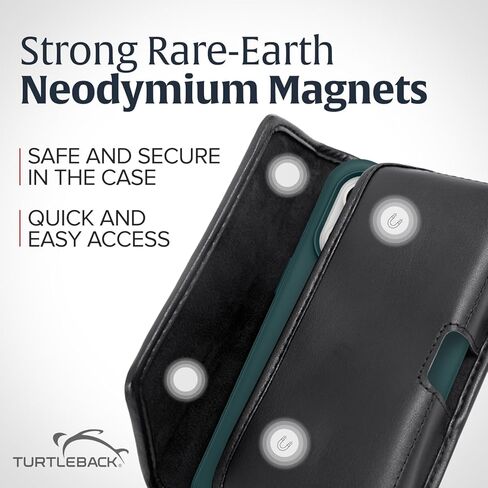 Turtleback Premium Leather Phone Holster for iPhone 16 Pro Max, 15 Pro Max, 14 Pro Max, 13 Pro Max – Black Phone Belt Holder Fits Slim Cases – Phone Holster with Exclusive Leather Belt Clip in Kuwait