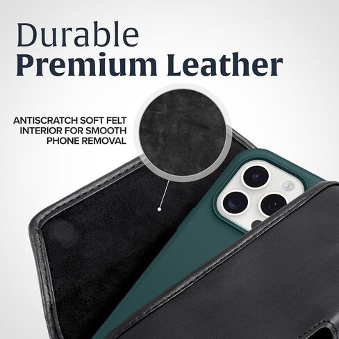 Turtleback Premium Leather Phone Holster for iPhone 16 Pro Max, 15 Pro Max, 14 Pro Max, 13 Pro Max – Black Phone Belt Holder Fits Slim Cases – Phone Holster with Exclusive Leather Belt Clip in Kuwait