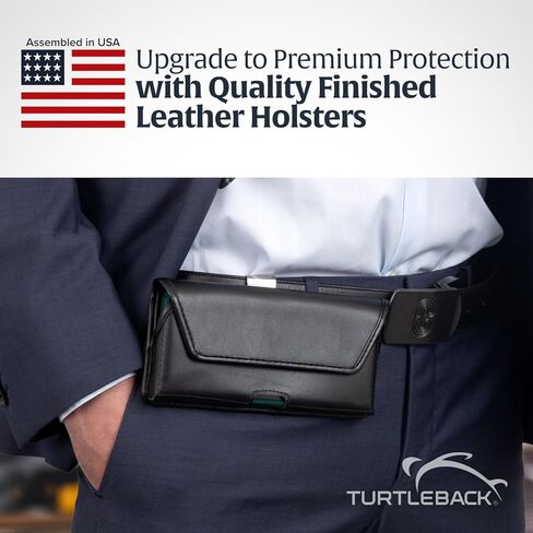 Turtleback Premium Leather Phone Holster for iPhone 16 Pro Max, 15 Pro Max, 14 Pro Max, 13 Pro Max – Black Phone Belt Holder Fits Slim Cases – Phone Holster with Exclusive Leather Belt Clip in Kuwait