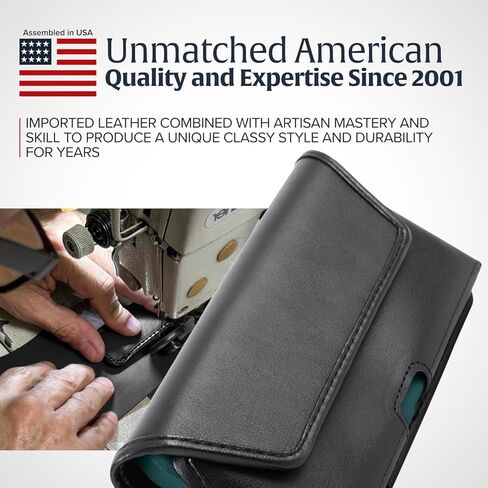 Turtleback Premium Leather Phone Holster for iPhone 16 Pro Max, 15 Pro Max, 14 Pro Max, 13 Pro Max – Black Phone Belt Holder Fits Slim Cases – Phone Holster with Exclusive Leather Belt Clip in Kuwait