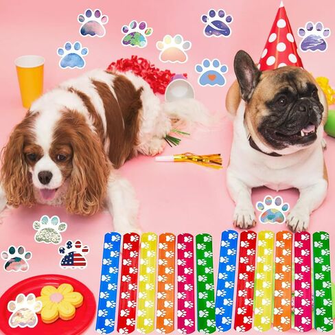 74Pcs Dog Claw ThemeParty Favors Contain 24 Pcs Dog Claw Slap Bracelets 50 Pcs DogClaw Stickers, Birthday Party Decorations,Classroom Rewards Supplies in Saudi Arabia