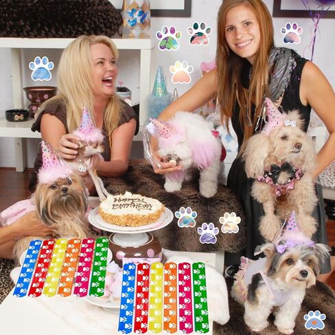 74Pcs Dog Claw ThemeParty Favors Contain 24 Pcs Dog Claw Slap Bracelets 50 Pcs DogClaw Stickers, Birthday Party Decorations,Classroom Rewards Supplies in Saudi Arabia