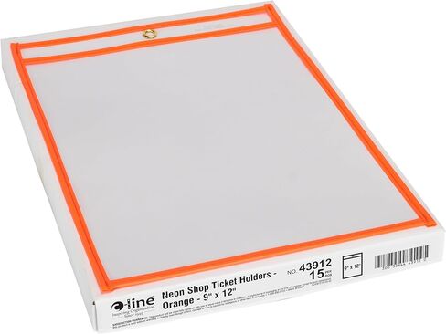 حاملات تذاكر متجر C-Line مخيطة باللون البرتقالي، كلا الجانبين شفاف، 9 × 12 بوصة، 15 لكل صندوق (43912) in Saudi Arabia
