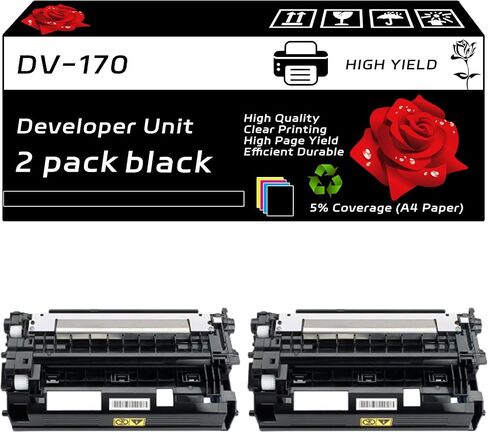 وحدة المطورين DV-170 متوافقة مع Kyocera EcoSys M2035DN M2535DN FS-1035MFP FS-1135MFP Printers ، مع رقاقة ، عائد عالي 50000 صفحة ، طباعة واضحة (2 حزمة أسود) in Kuwait