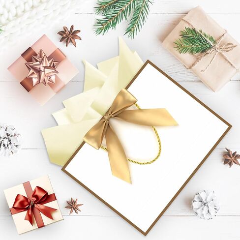 YoungTree 1PCS Large Gift Bag with Ribbon and 1 Greeting Card 2 Tissue Papers, Portable Paper Gift Bag with Handles, Birthday Gift Bags,Present Bags for Wedding Party,Mothers Day12.6" x 9.8" x 3.9"(White-Gold) in Saudi Arabia