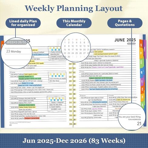 Jun 2025-Dec 2026 Academic Planner, 8.5 x 11 Monthly, Weekly, Daily Planner with Colorful Tabs, 19 Months Calendar Agenda College School Supplies for Student Teacher Organizer(Dark Blue) in Saudi Arabia