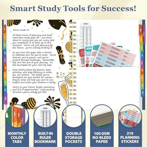 Jun 2025-Dec 2026 Academic Planner, 8.5 x 11 Monthly, Weekly, Daily Planner with Colorful Tabs, 19 Months Calendar Agenda College School Supplies for Student Teacher Organizer(Dark Blue) in Saudi Arabia