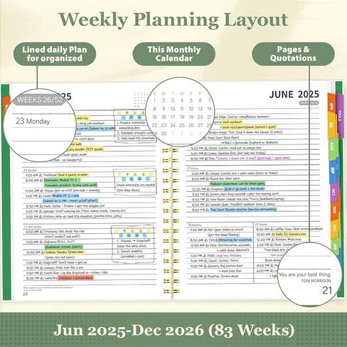 Jun 2025-Dec 2026 Academic Planner, 8.5 x 11 Monthly, Weekly, Daily Planner with Colorful Tabs, 19 Months Calendar Agenda College School Supplies for Student Teacher Organizer(Dark Blue) in Kuwait