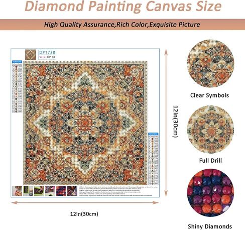 Auremi Mandala Diamond Art Painting Kits for Adults, DIY Mandala Diamond Art for Adults Beginner, DIY Full Drill Diamond Dots Paintings Landscape Picture Arts Craft for Home Decor 12x12 Inch in Saudi Arabia