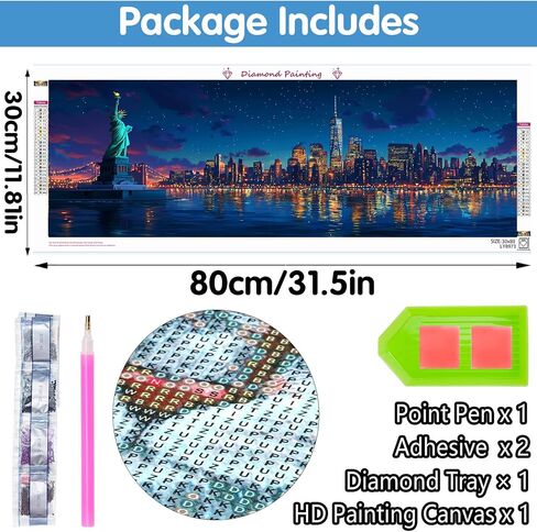 Reofrey Large Diamond Art Kits for Adults New York City, 30x80cm/12x31.5inch Full Drill Round Rhinestone Big Diamond Painting Kit Landscape, Cross Stitch Embroidery Canvas for Crafts Home Wall Decor in Saudi Arabia