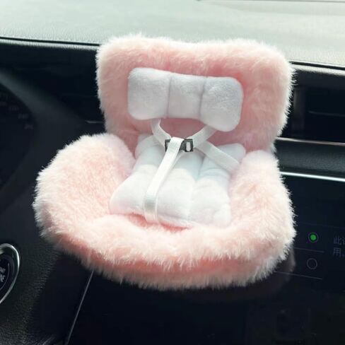 Doll Car Seat for 17cm Dolls with Air Vent Clip and Desktop Stand, Doll Accessories for 10-17cm Dolls, Cute and Functional Car Ornament for Blind Box Doll Fans (Pink) in Saudi Arabia