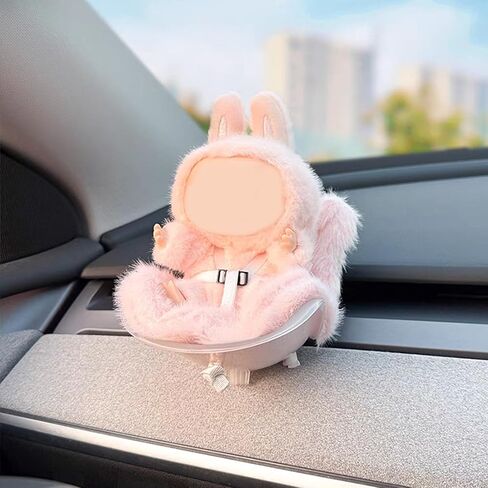 Doll Car Seat for 17cm Dolls with Air Vent Clip and Desktop Stand, Doll Accessories for 10-17cm Dolls, Cute and Functional Car Ornament for Blind Box Doll Fans (Pink) in Saudi Arabia
