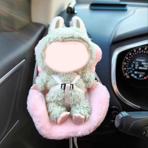 Doll Car Seat for 17cm Dolls with Air Vent Clip and Desktop Stand, Doll Accessories for 10-17cm Dolls, Cute and Functional Car Ornament for Blind Box Doll Fans (Pink) in Saudi Arabia