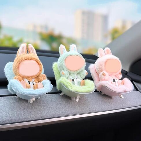Doll Car Seat for 17cm Dolls with Air Vent Clip and Desktop Stand, Doll Accessories for 10-17cm Dolls, Cute and Functional Car Ornament for Blind Box Doll Fans (Pink) in Saudi Arabia