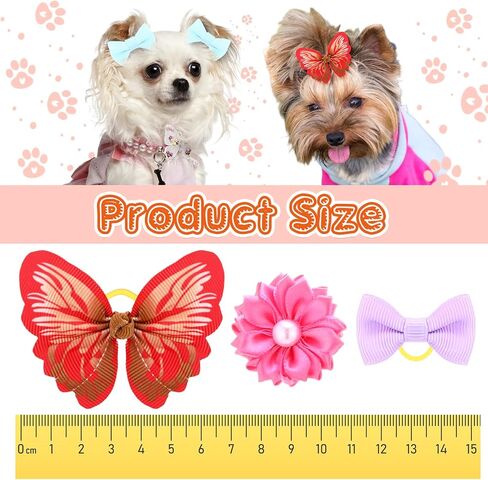 Janinka 4 PCS Dog Dog for Dogs Small Dogs Dress مع 36 PCS أقواس الشعر مع أشرطة مطاطية ملحقات الشعر الملونة للحيوانات الأليفة إكسسوارات التهوية للحيوانات الأليفة الصغيرة المتوسطة in Saudi Arabia