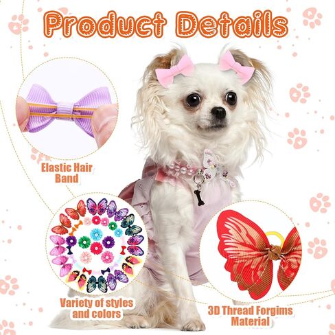 Janinka 4 PCS Dog Dog for Dogs Small Dogs Dress مع 36 PCS أقواس الشعر مع أشرطة مطاطية ملحقات الشعر الملونة للحيوانات الأليفة إكسسوارات التهوية للحيوانات الأليفة الصغيرة المتوسطة in Saudi Arabia