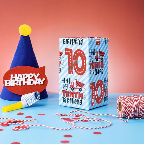 RUSPEPA 4th Birthday Wrapping Paper for Boys, Mini Roll, Truck & Happy Fourth Birthday Stripe Design, 17 Inches x 16.4 Feet in Saudi Arabia